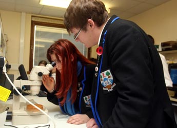 Photograph of school pupils visiting the Institute