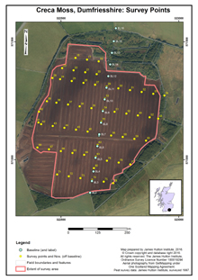 Creca Moss (1997): Survey Points; Scottish Peat Survey sites, Scottish Peat Committee and Macaulay Institute for Soil Research