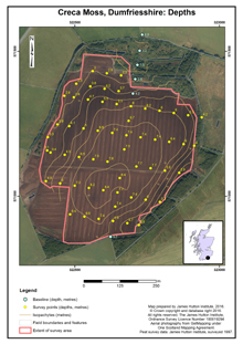 Creca Moss (1997), Depths; Scottish Peat Survey sites, Scottish Peat Committee and Macaulay Institute for Soil Research