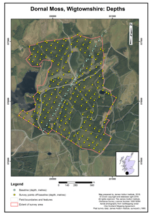 Dornal Bog, Depths; Scottish Peat Survey sites, Scottish Peat Committee and Macaulay Institute for Soil Research