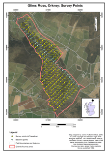 Glims Moss Orkney, Survey Points: Scottish Peat Survey sites, Scottish Peat Committee and Macaulay Institute for Soil Research