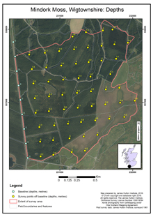 Mindork Moss Wigtownshire, Depths; Scottish Peat Survey sites, Scottish Peat Committee and Macaulay Institute for Soil Research