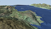 Visualization of land and sea bed showing valleys and moraines