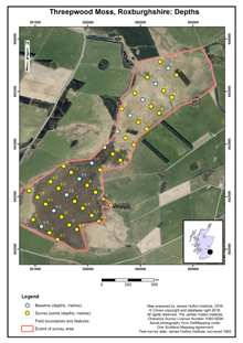 Threepwood Moss - Depths: Scottish Peat Survey sites, Scottish Peat Committee and Macaulay Institute for Soil Research