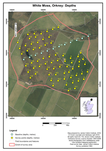 White Moss, Orkney - Depths: Scottish Peat Survey sites, Scottish Peat Committee and Macaulay Institute for Soil Research