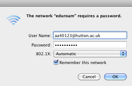 Install Eduroam on a Mac OS X computer step four Install Eduroam on a Mac OS X computer step four