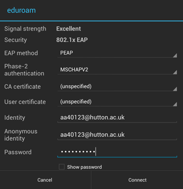 Install Eduroam on an Android device step three Install Eduroam on an Android device step three