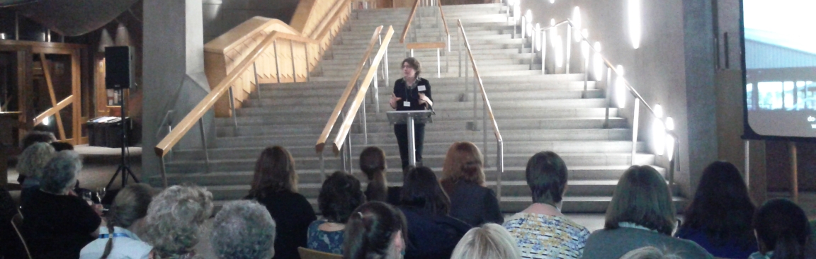 Dr Lee-Ann Sutherland speaking at Scottish Parliament (c) James Hutton Inst