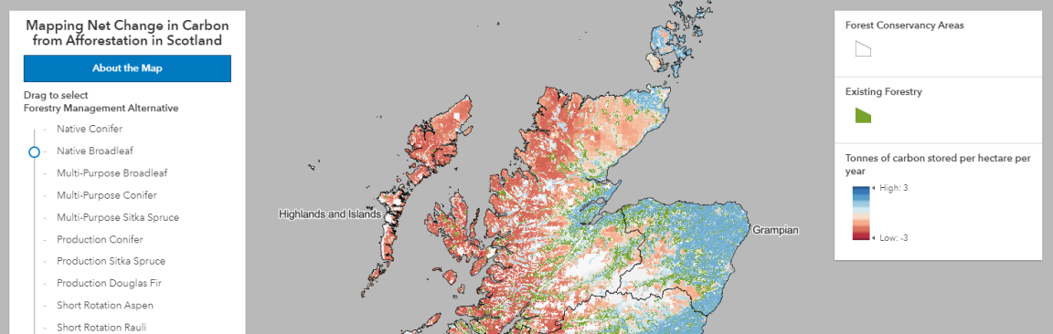 Mapping net change in carbon from afforestation in Scotland