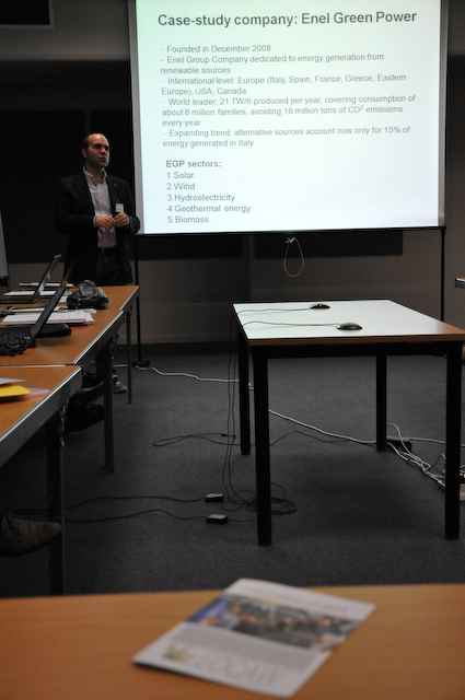 Giuseppe Carrus giving presentation.