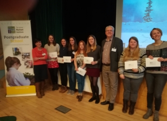 Winners of the Hutton PhD event 2020 alongside judging panel members