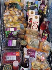 Photograph of goods in supermarket trolley