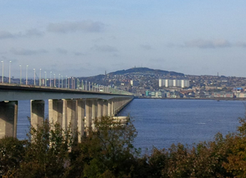 Looking across Tay Road Bridge towards Dundee City