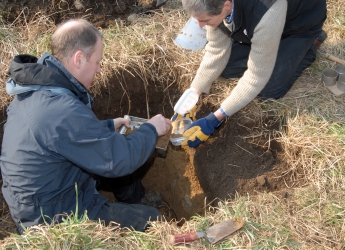 Photograph of soil being sampled