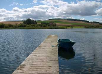 View of a row boat on a lake