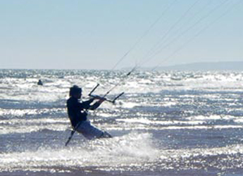 Photograph of a kite surfer enjoying the coastline