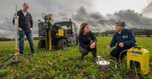 Researchers demonstrating at Glensaugh